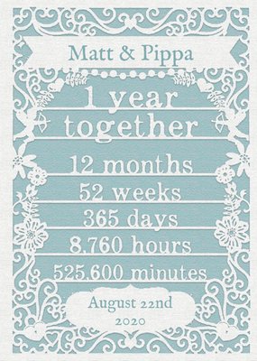 Paper Frames One Year Together First Anniversary Card