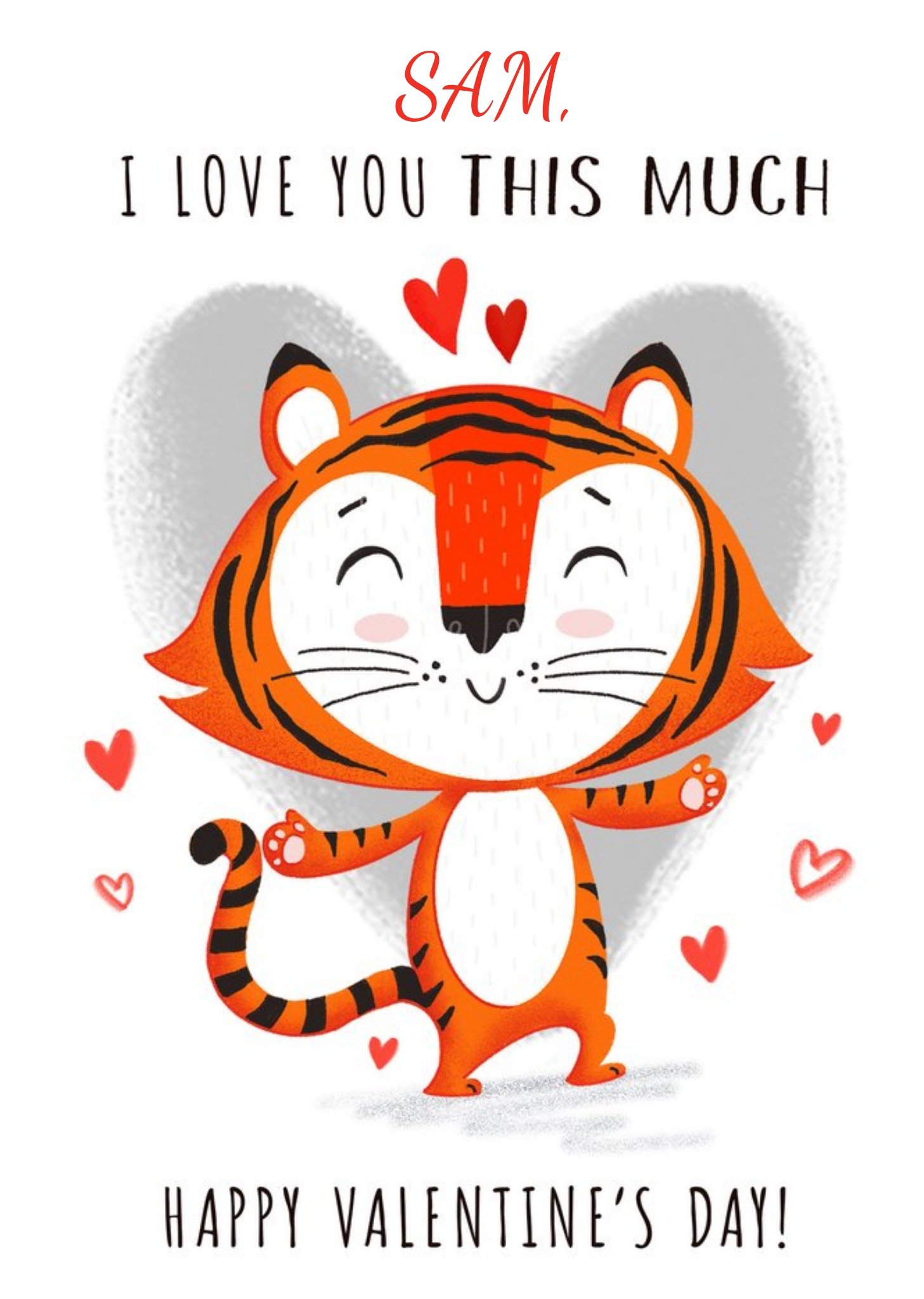 Moonpig I Love You This Much Tiger Illustration Valentine's Card