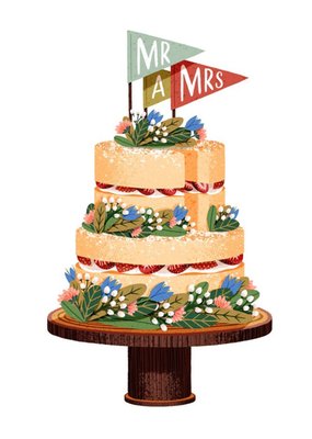 Folio Illustrated Mr and Mrs Wedding Cake Card