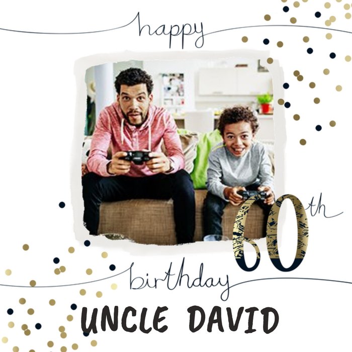 Ling Design Illustrated Trendy Photo Upload 60 Birthday Card