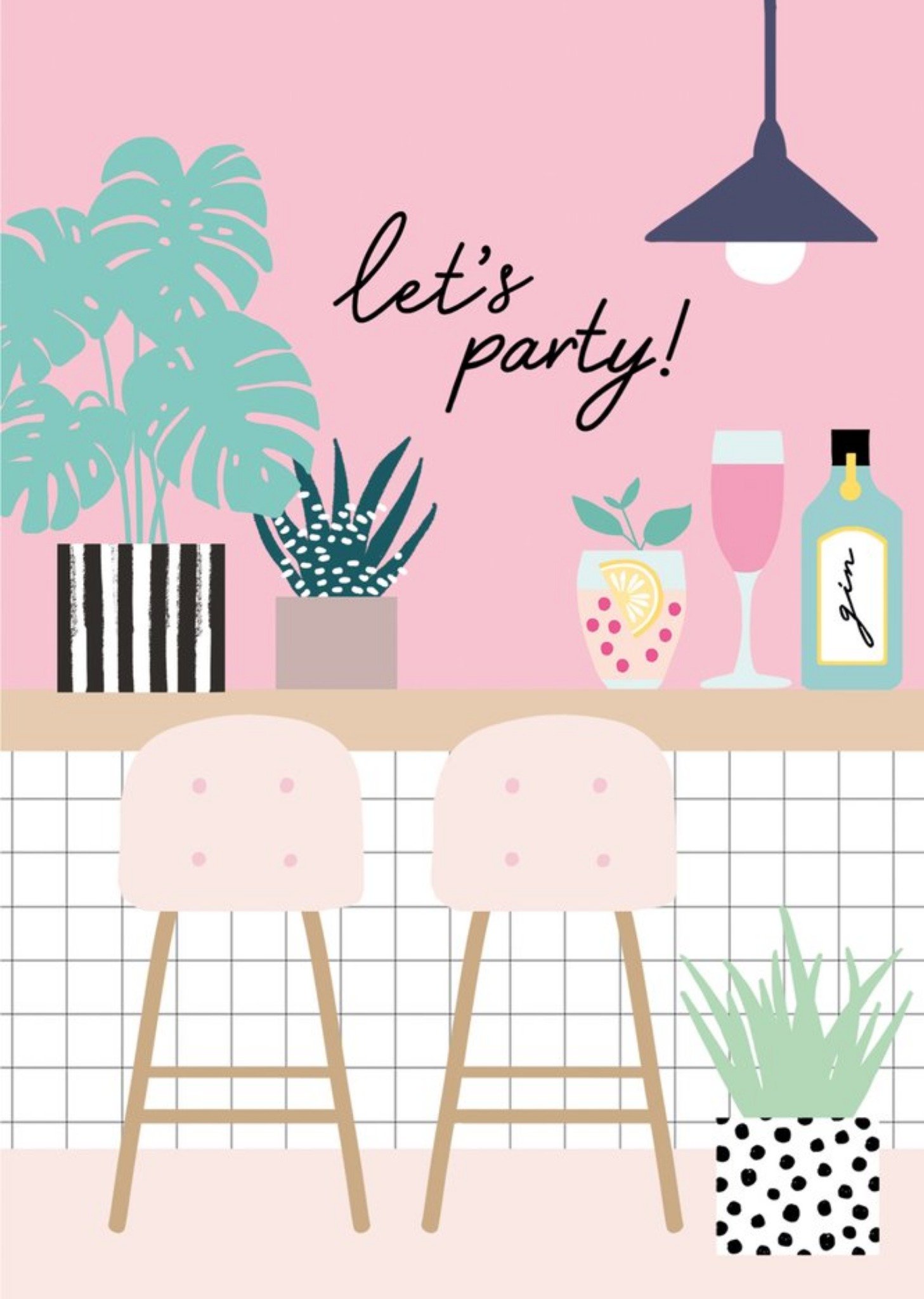 Moonpig Colourful Lets Party Cocktail Bar Card