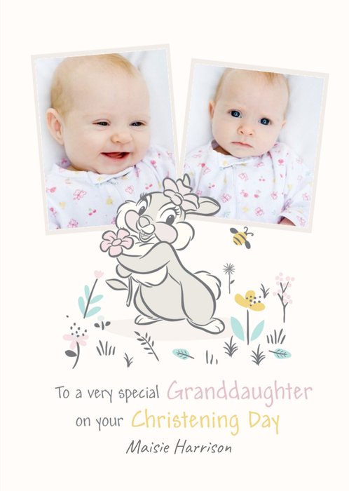 Disney Thumper Special Granddaughter Photo Upload Christening Card