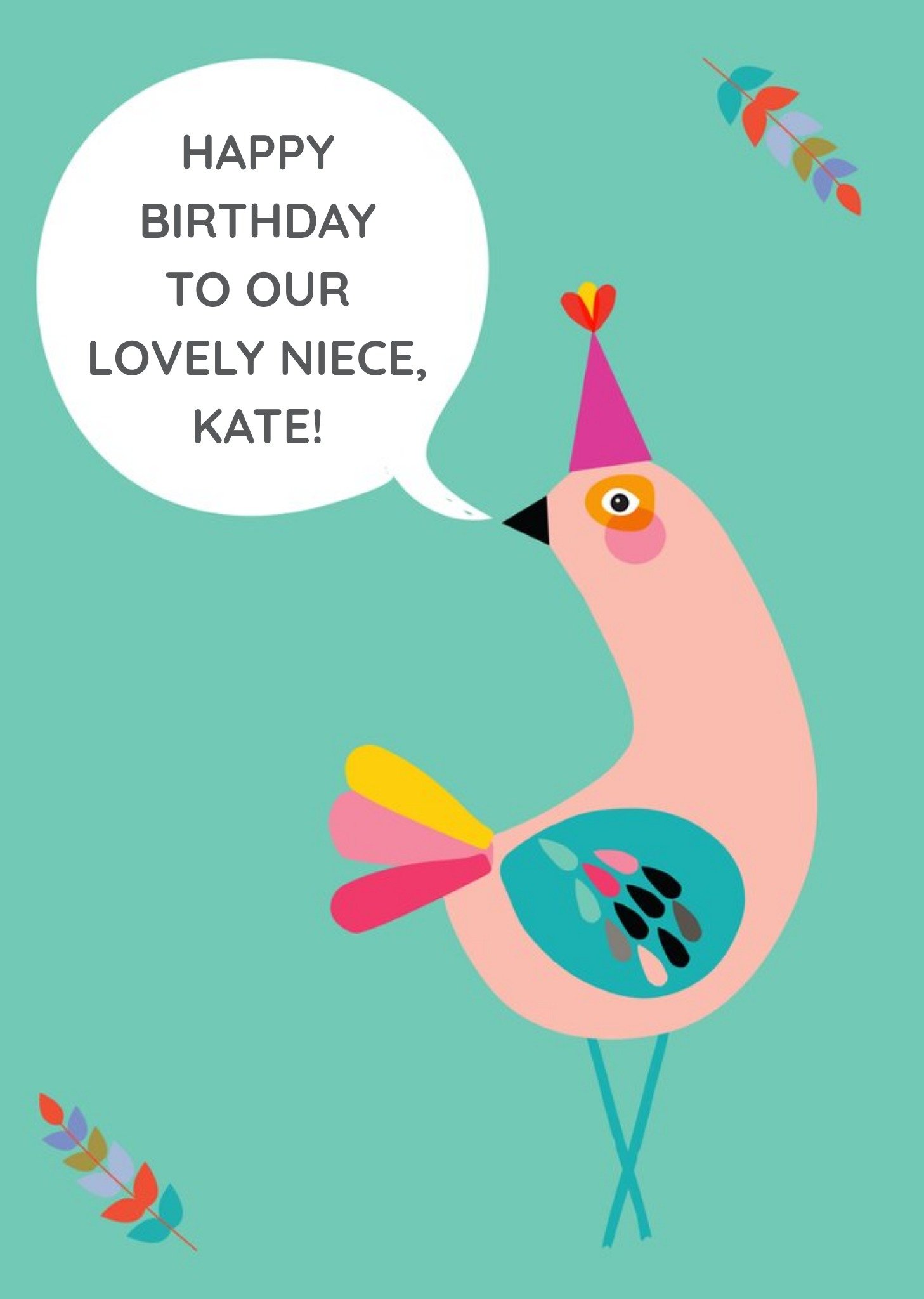Moonpig Pretty Pink Bird Personalised Happy Birthday Card