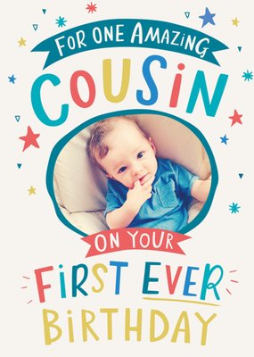 Cousin On Your 1st Birthday Photo Upload Card