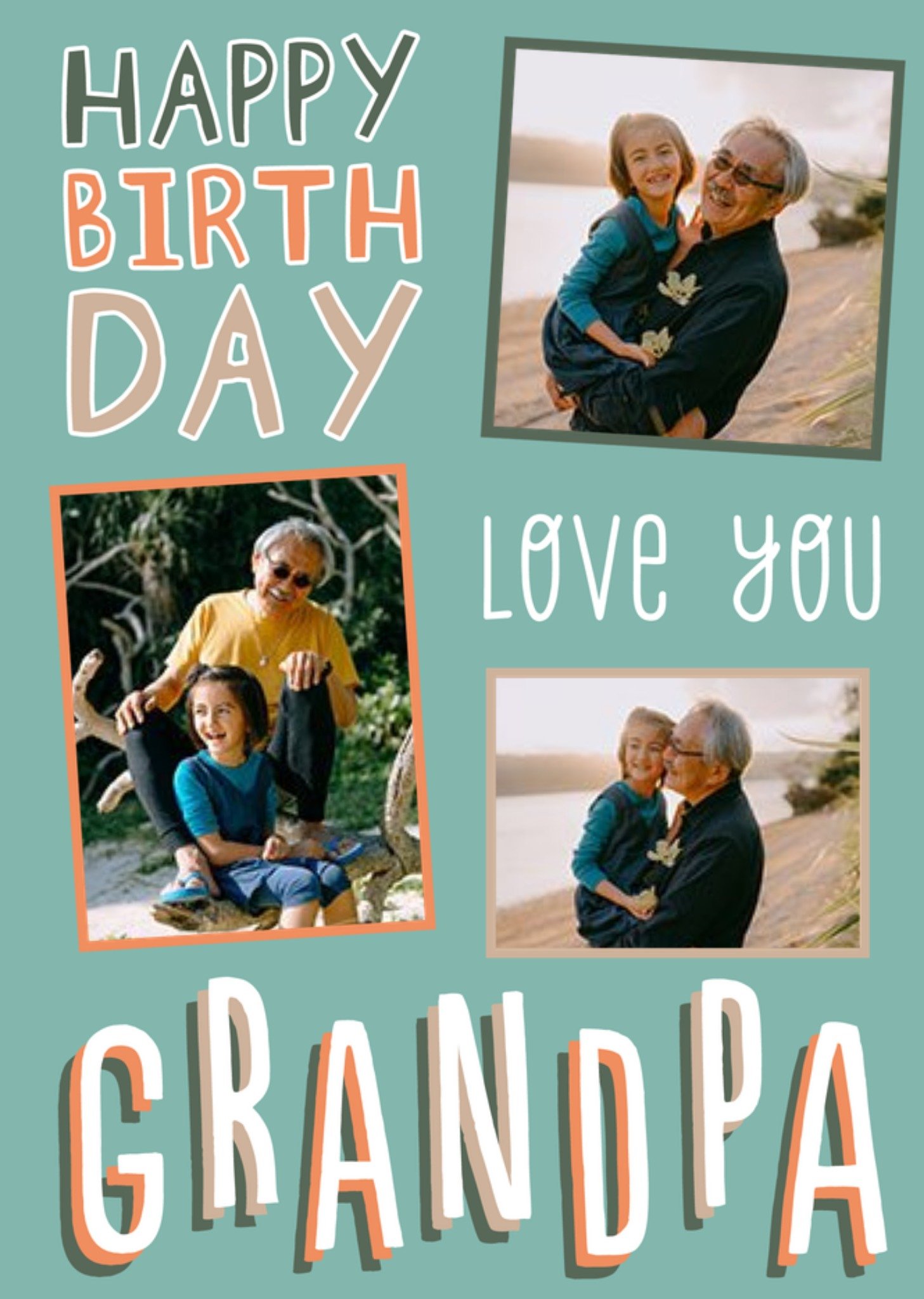 Moonpig Big Bold Type Illustration Love Photo Upload Grandad Card