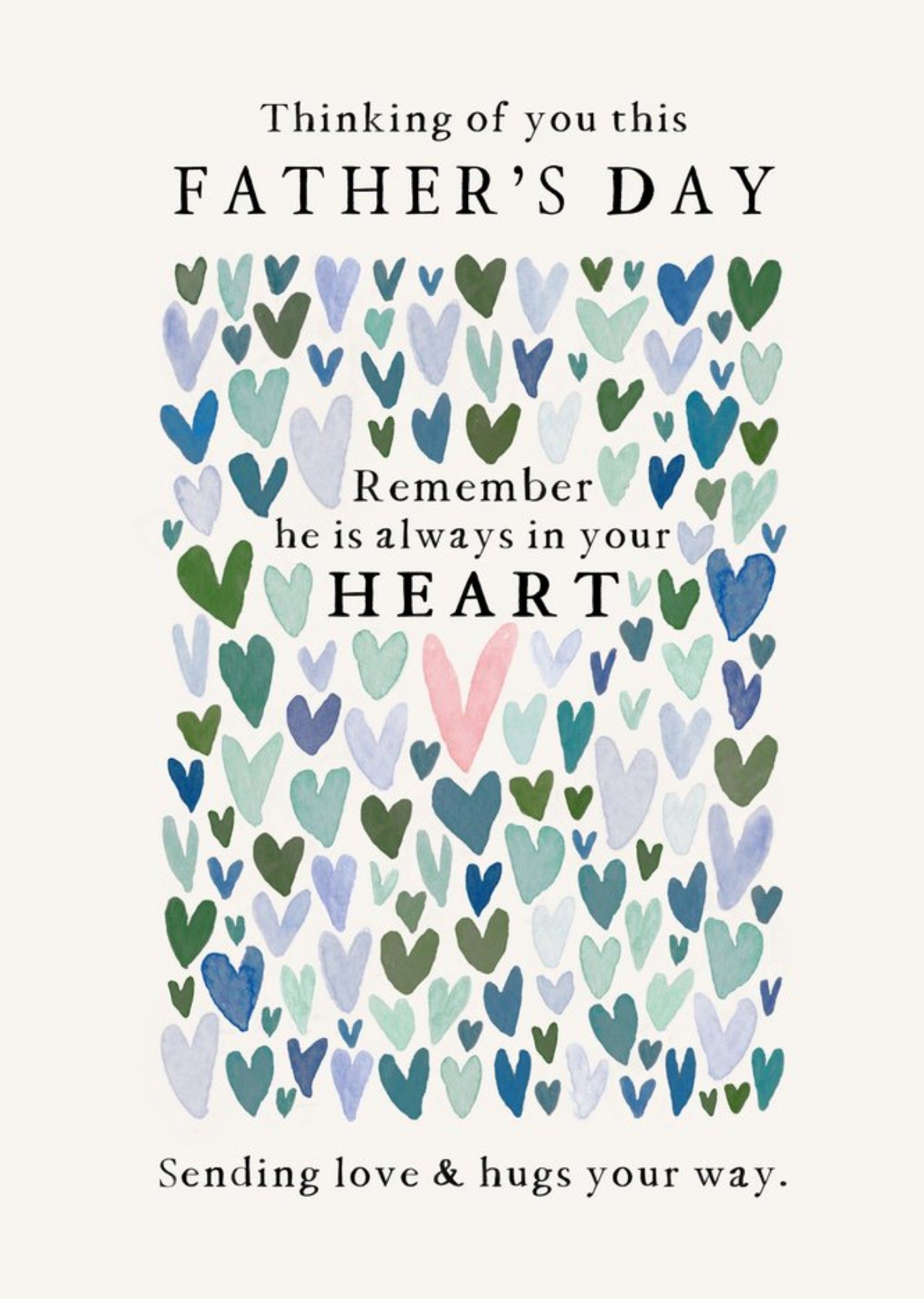 Moonpig Sentimental Message With Hand-Painted Hearts Thinking Of You Father's Day Card
