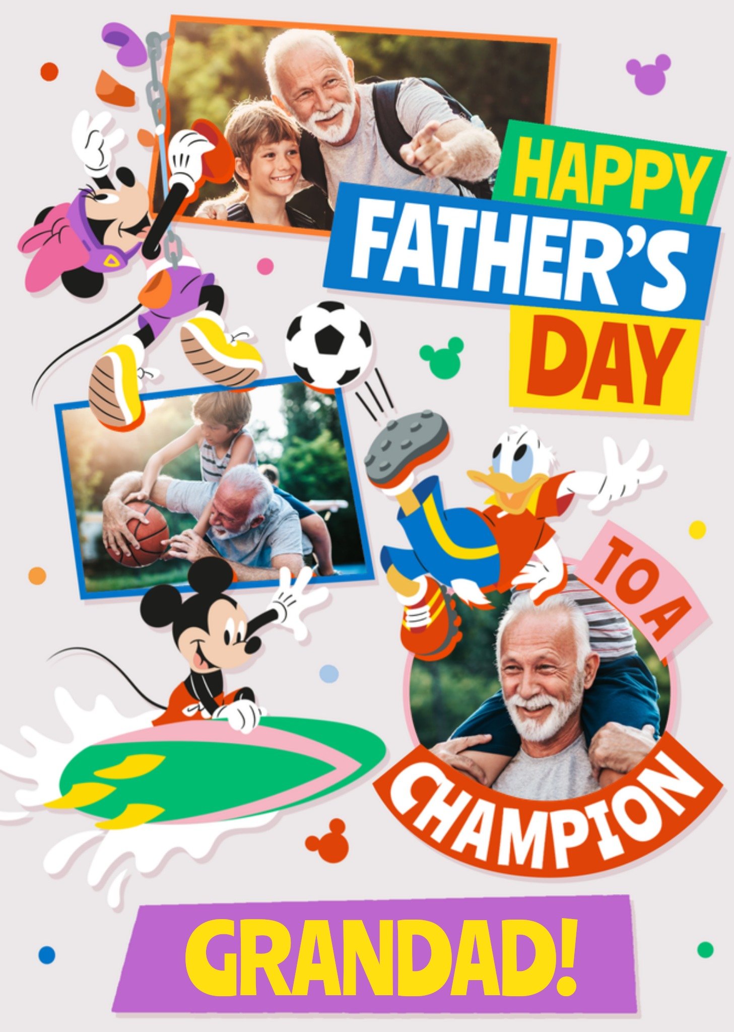 Disney Mickey Mouse Champion Grandad Photo Upload Father's Day Card