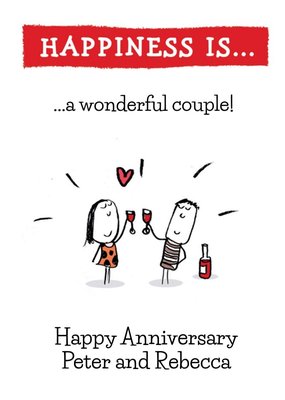 Happiness Is A Wonderful Couple Personalised Happy Anniversary Card