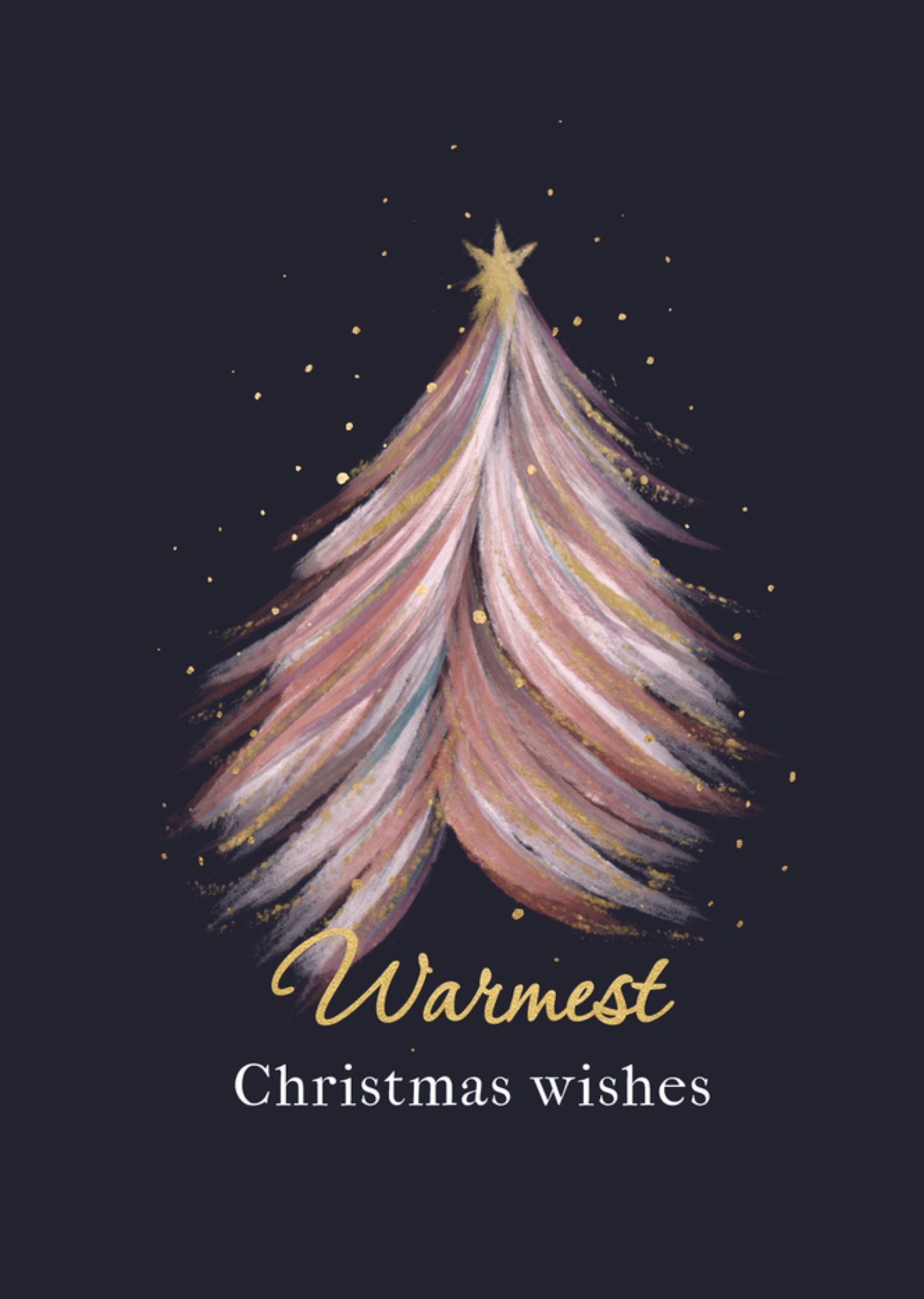 Moonpig Illustrated Christmas Tree Warmest Christmas Wishes Typography Christmas Card