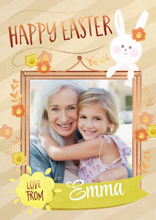 Illustrated Photo Frame Happy Easter Photo Upload Card