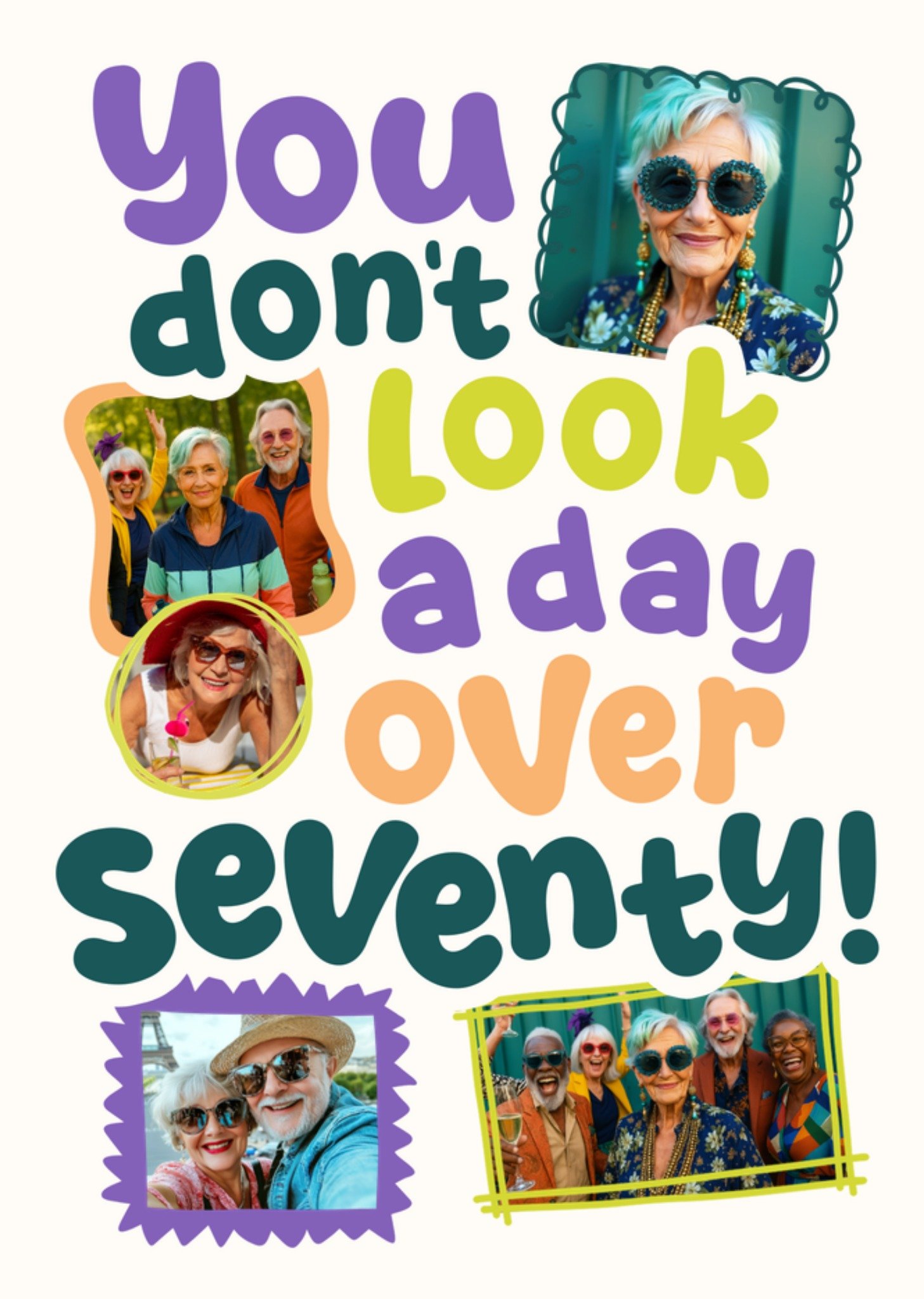 Moonpig You Don't Look A Day Over Seventy Photo Upload Birthday Card