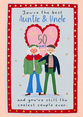 Coolest Couple Ever Illustrated Auntie & Uncle 50th Anniversary Card