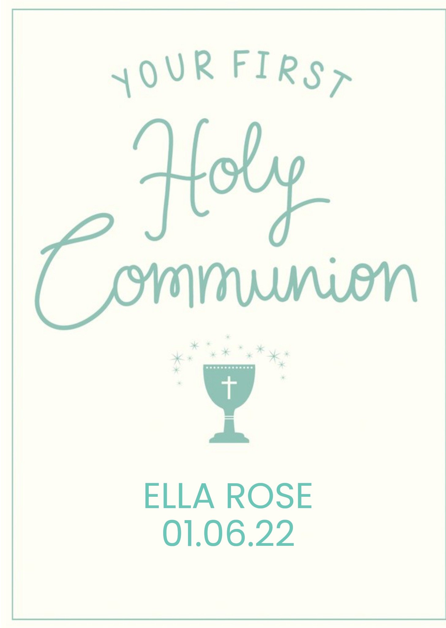 Moonpig Clintons Simple Typographic Customisable First Holy Communion Card