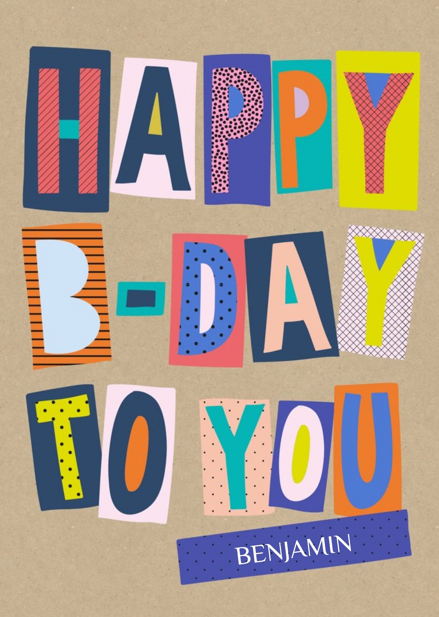 Moonpig Colourful Block Letters Personalised Name Happy Birthday Card