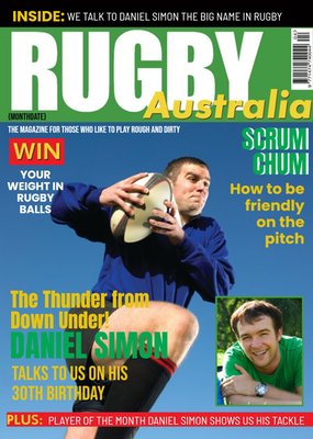 Rugby Australia Spoof Magazine Personalised Photo Upload Happy Birthday Card