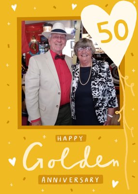 Happy Golden Anniversary Illustrated Photo Upload Card