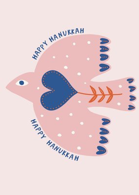 Happy Hanukkah Illustrated Dove Card