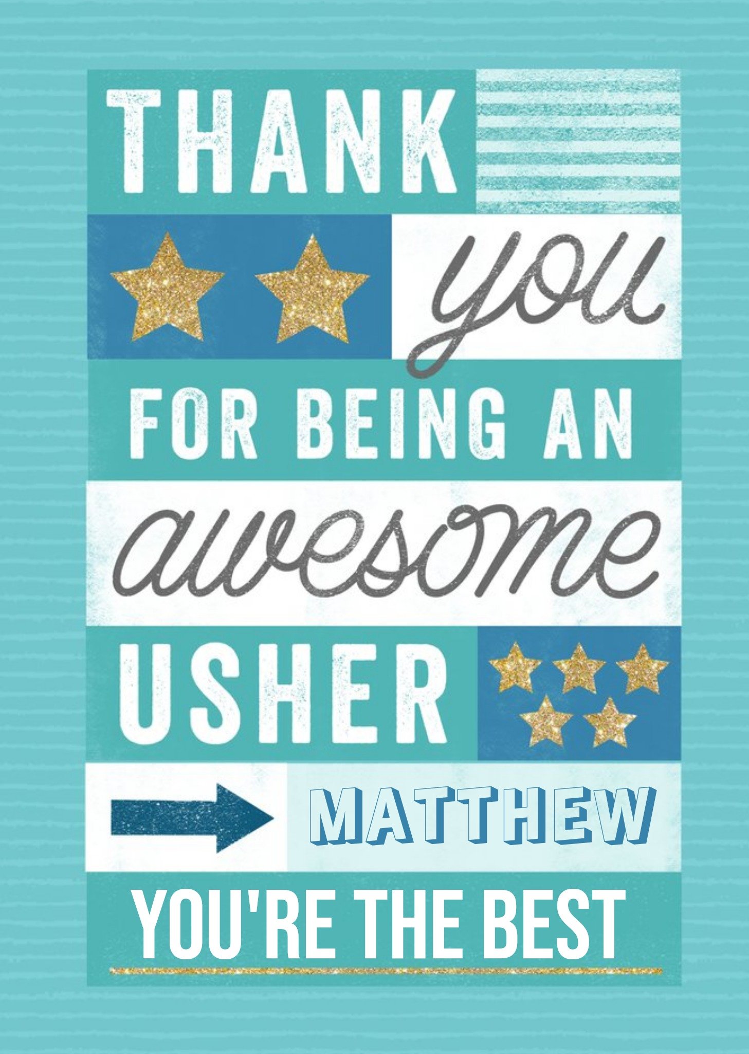 Moonpig Typographic Thank You For Being An Awesome Usher Card