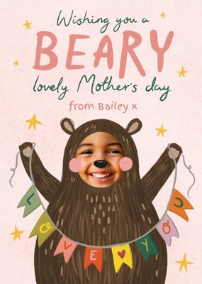 From Your Bear Cub Face In Hole Photo Upload Beary Lovely Mother's Day Card