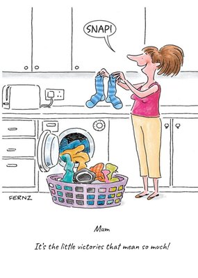 Mother's Day Card - Funny Card - Little Victories - Laundry - Matching Socks