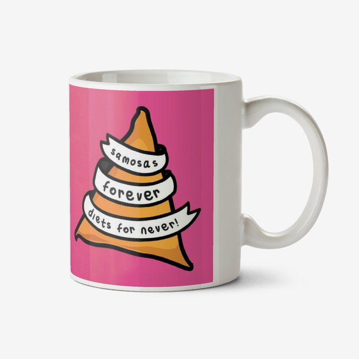 Bright Graphic Illustration. Samosas Forever, Diets For Never! Mug