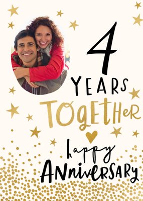 Photo upload illustrated Hearts and Stars Anniversary Card