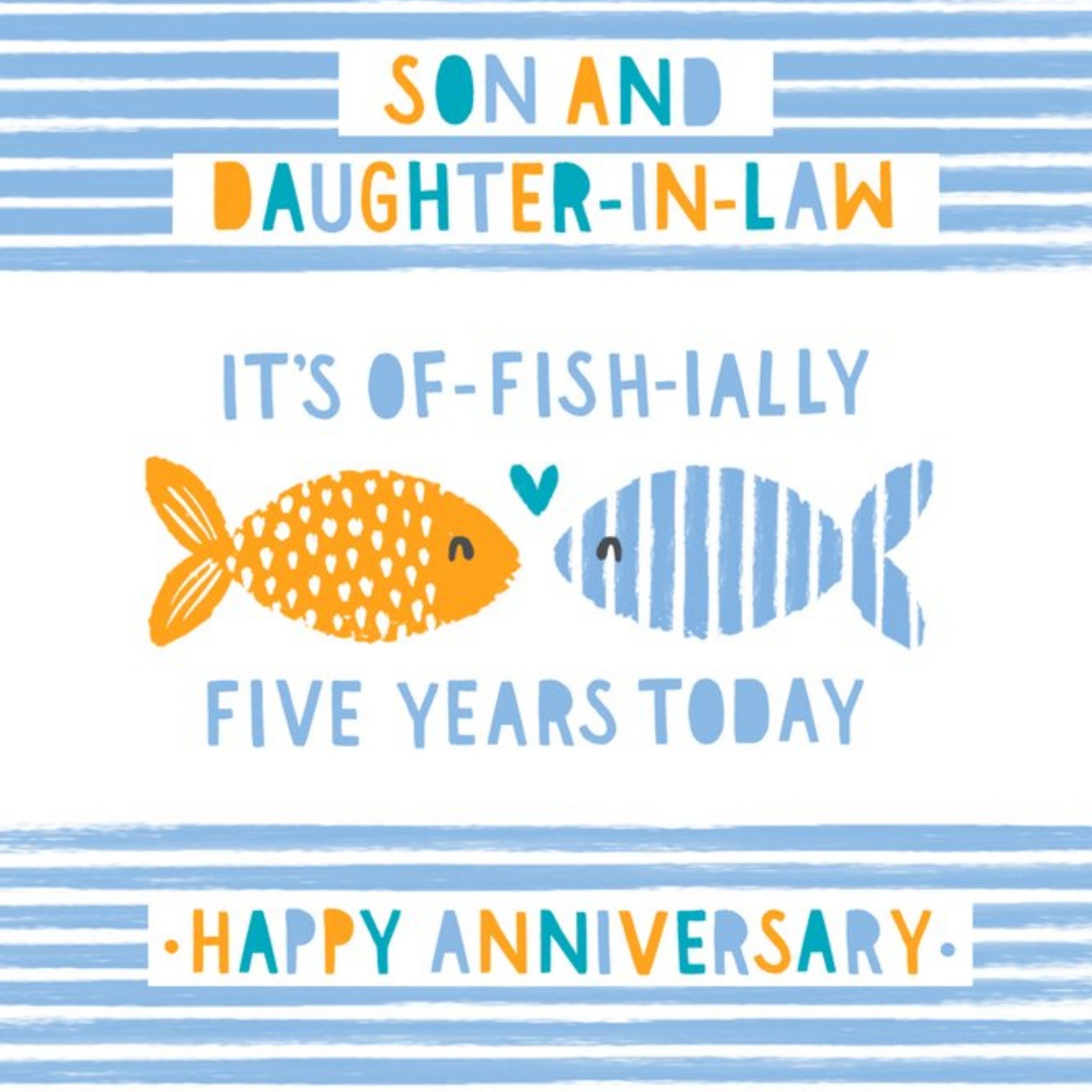 Moonpig Cute Illustrated Fish Son And Daughter-In-Law Anniversary Card
