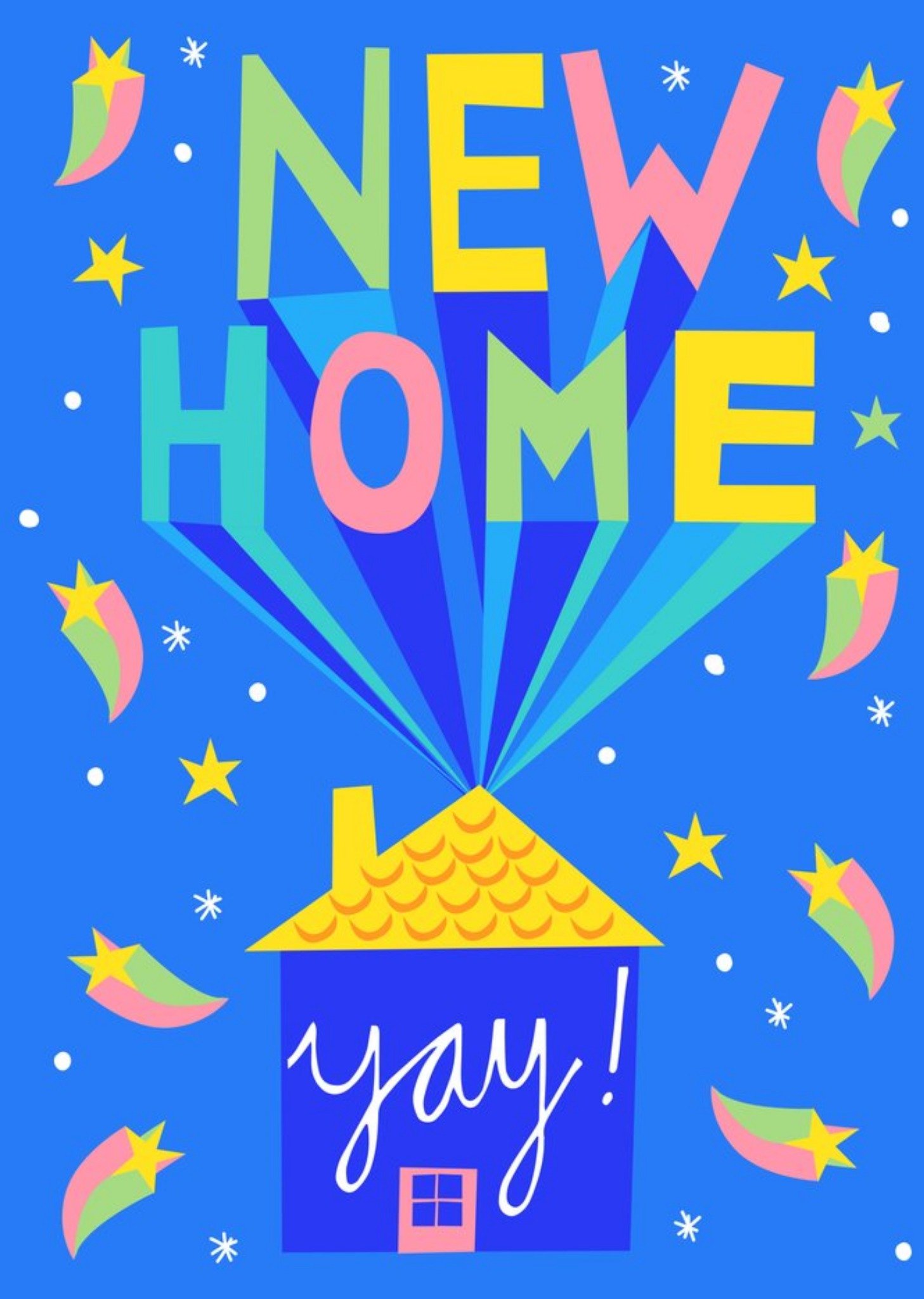 Moonpig Blue Fun Illustrated Stars New Home Card