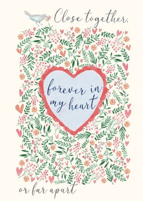 Loving Close Together Forever In My Heart Watercolour Photo Upload Valentine's Day Card