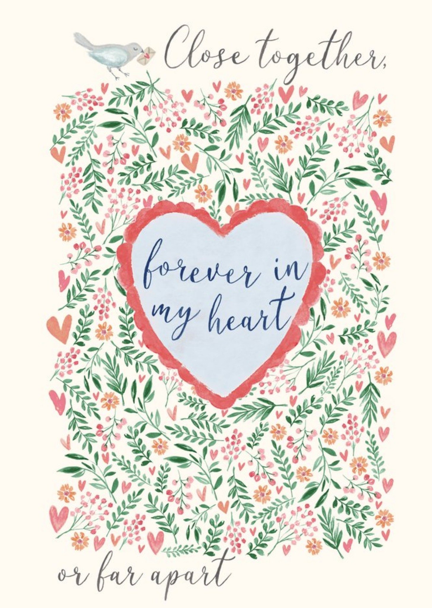 Moonpig Loving Close Together Forever In My Heart Watercolour Photo Upload Valentine's Day Card