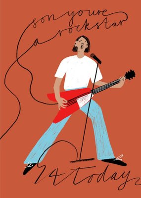 Illustration Son Youre A Rockstar Fourteen Today Birthday Card