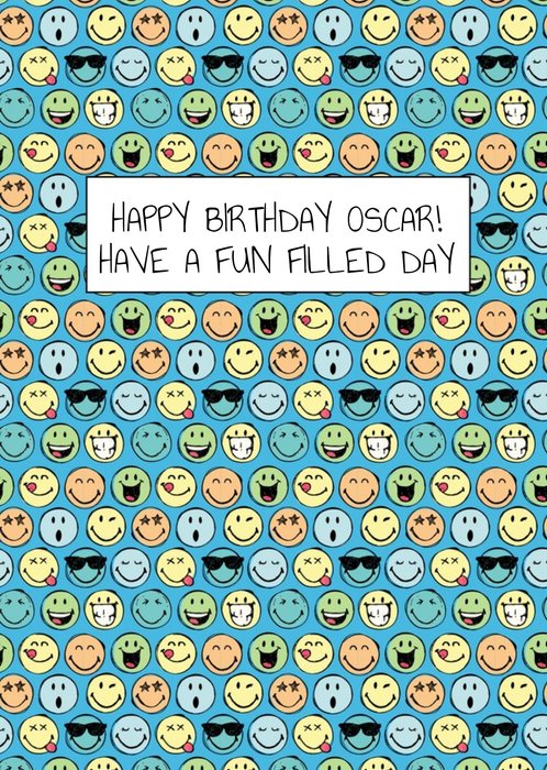 Smiley World Stickers Pattern Birthday Card