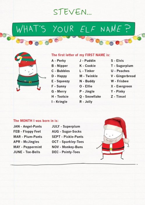 Elf Name Christmas Card