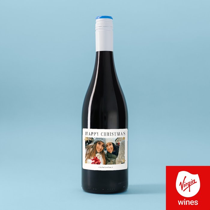 Personalised Happy Christmas Photo Upload Merlot 75cl
