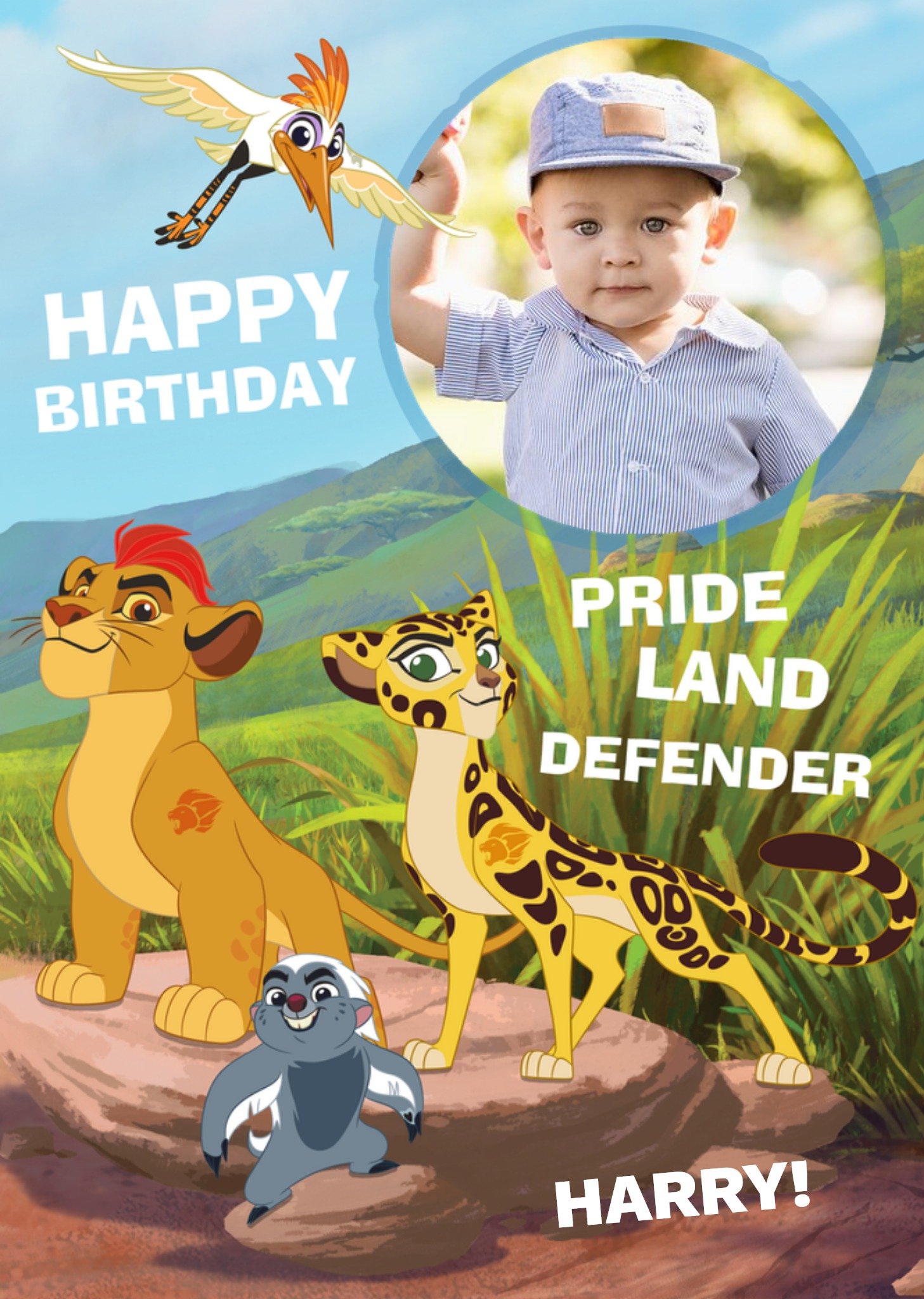 Disney The Lion King Land Defender Personalised Photo Upload Happy Birthday Card