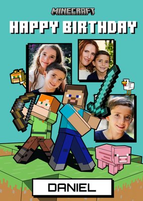 Minecraft Multi Photo Upload Birthday Card