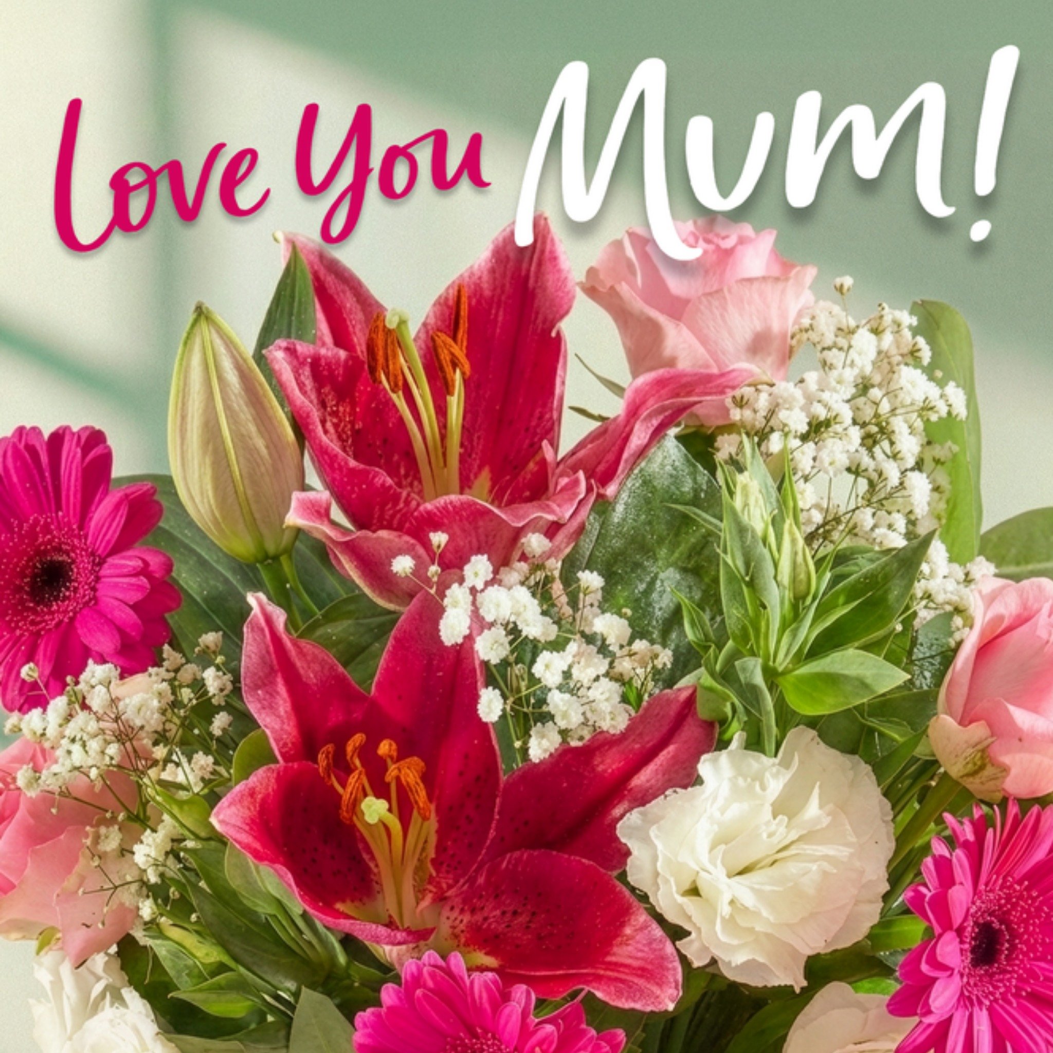 Moonpig Photographic Pink Bouquet Love You Mum Mother's Day Card