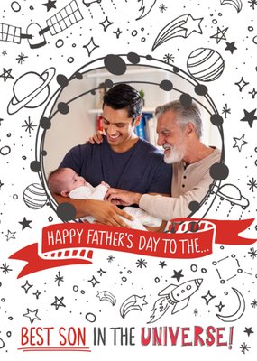 Best son In The Universe Photo Upload Father's Day Card