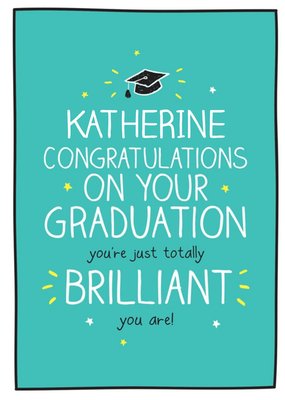 White Typography On A Teal Background Congratulations On Your Graduation Card