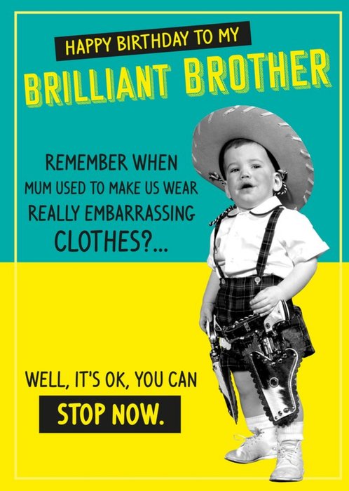 Retro Funny Brilliant Brother Birthday Card