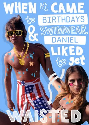 Funny Retro Photo Birthday Card - Swimwear