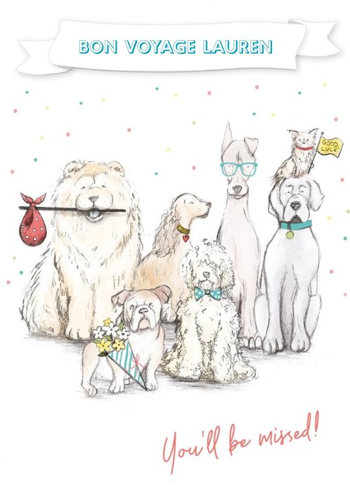 Clintons Illustrated Dogs Customisable Leaving Card