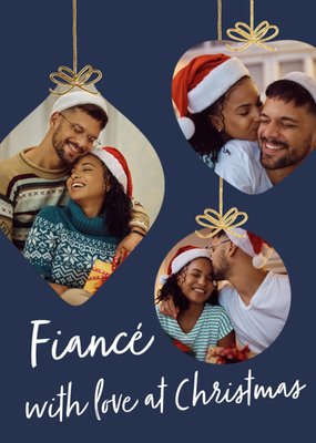 Fiancé Bauble Photo Upload Christmas Card