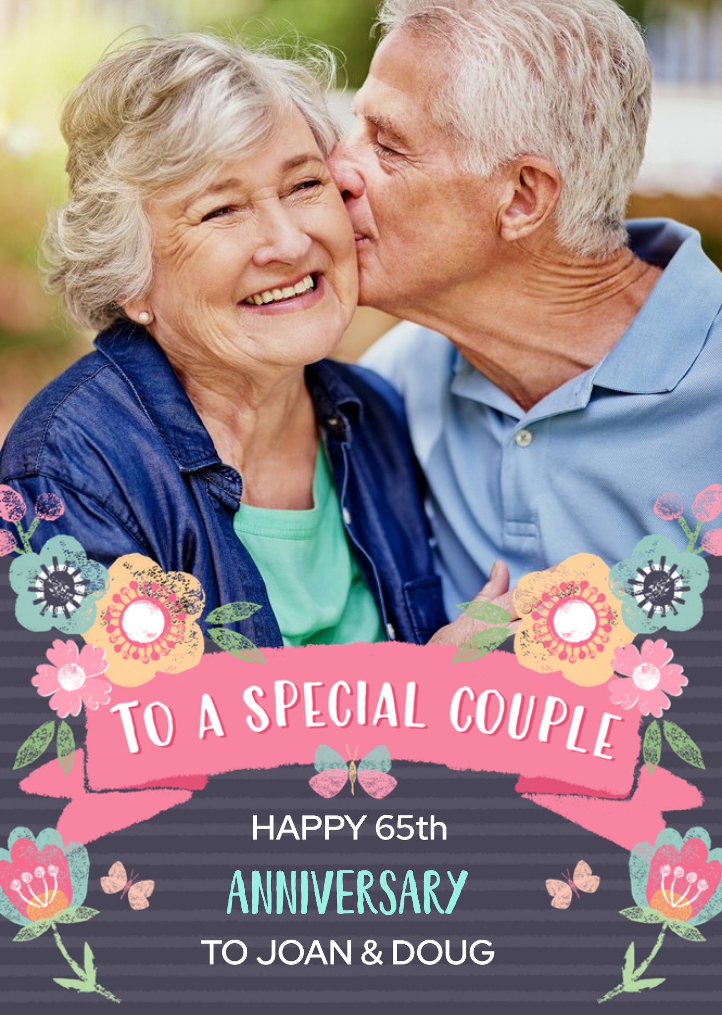 Moonpig Bunch Of Flowers Anniversary Photo Upload Card To A Special Couple