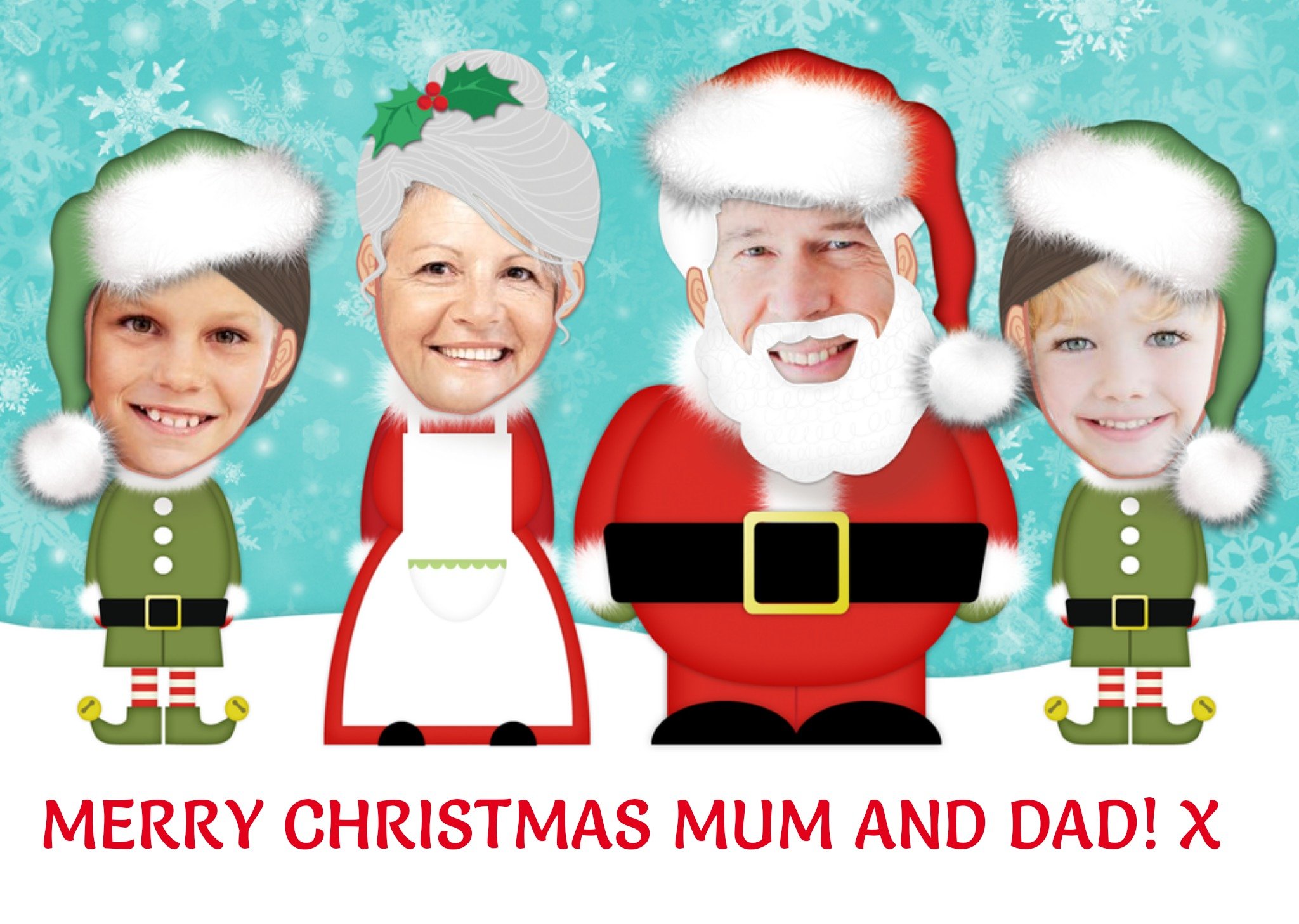 Moonpig Trading Faces Santa & Family Christmas Card