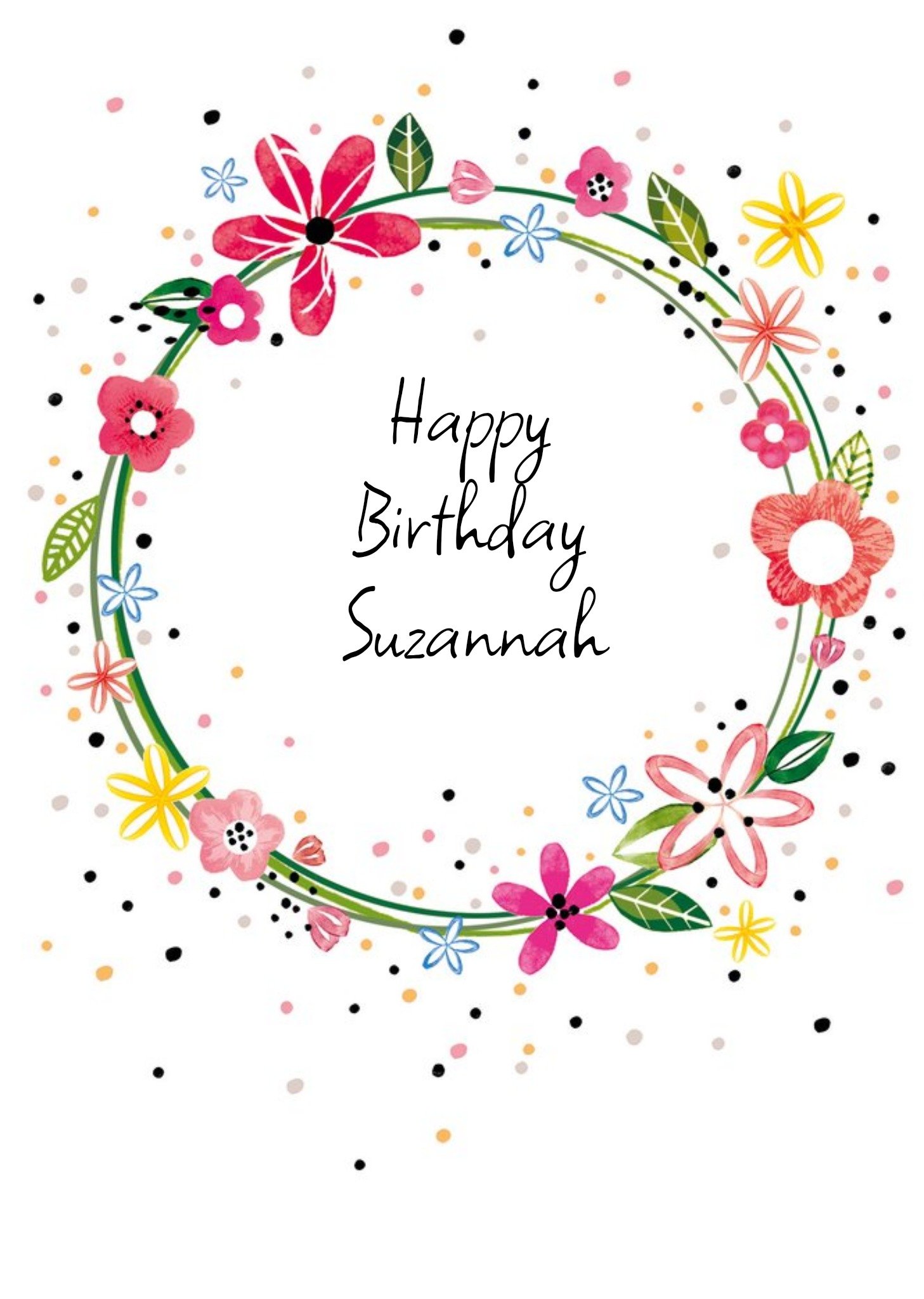 Moonpig Floral Wreath Personalised Birthday Card