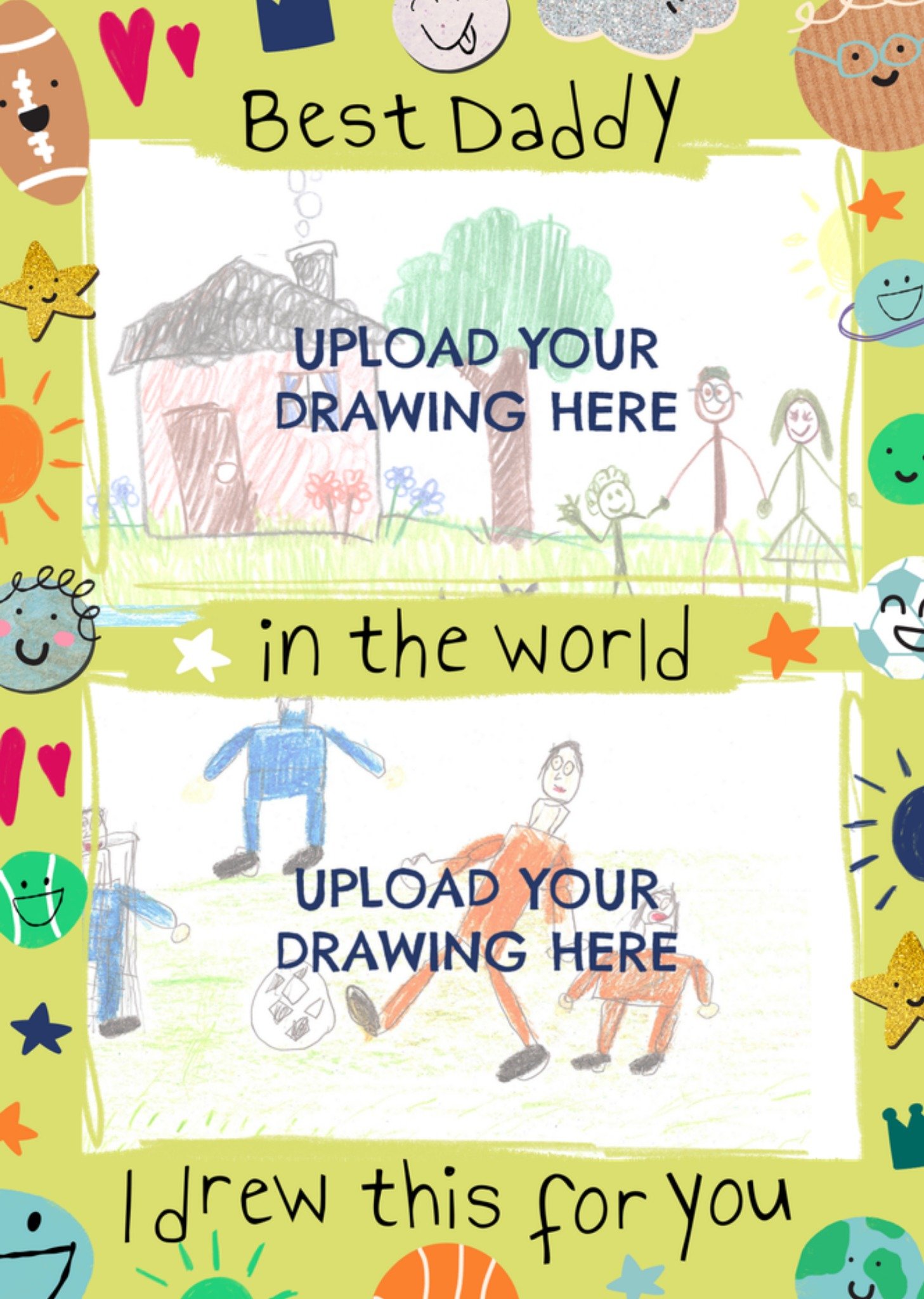 Moonpig Best Daddy In The World Fun Doodle Drawing Upload FatherâS Day Card