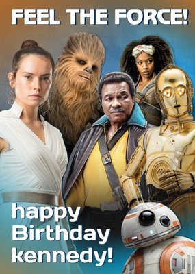 Star Wars Episode 9 The Rise of Skywalker Rebels Rey Chewbacca BB-8 C-3PO personalised birthday card