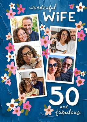 Wonderful Wife Photo Upload 50th Birthday Card