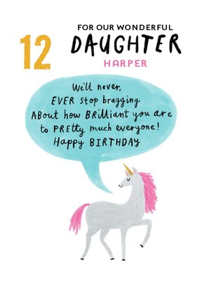 Cute illustrative typographic unicorn Birthday Card